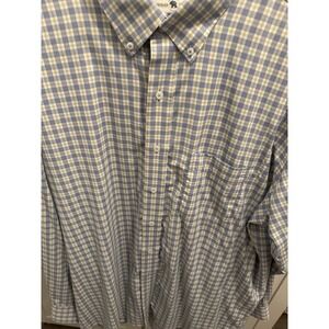Onward Reserve Shirt Mens Large Blue Plaid Classic Long Sleeve Pocket Stretch XL